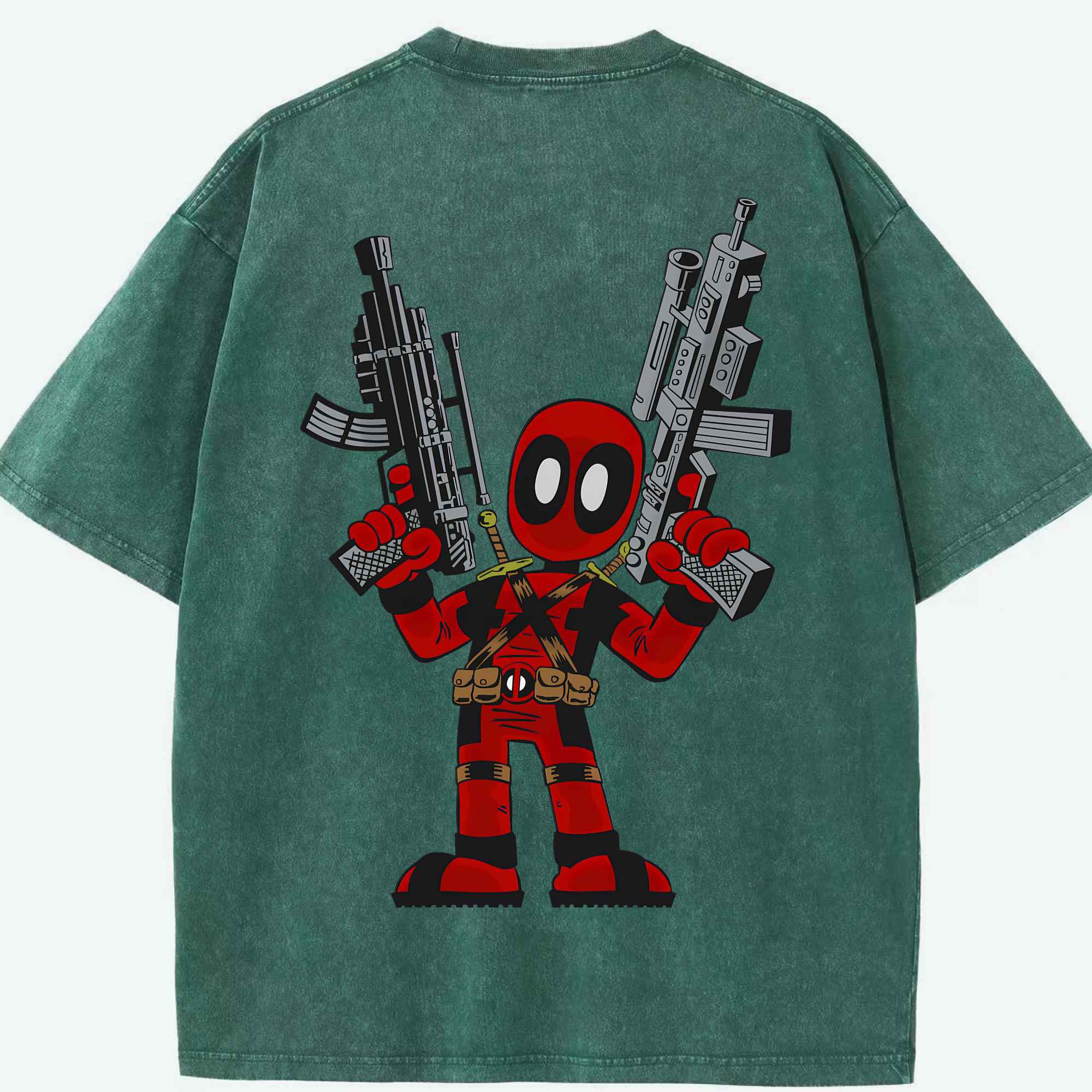 （画像用） Deadpool デッドプール 綿100% ヴィンテージ風 半袖Tシャツ（背面プリント）